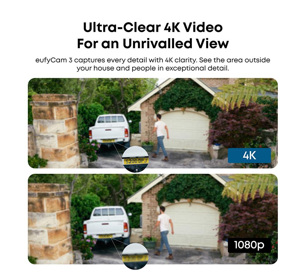 EUFY S330 eufyCam 3 4K Ultra HD WiFi Security Camera Kit - 16 GB, 2 Cameras image number 3 of 7