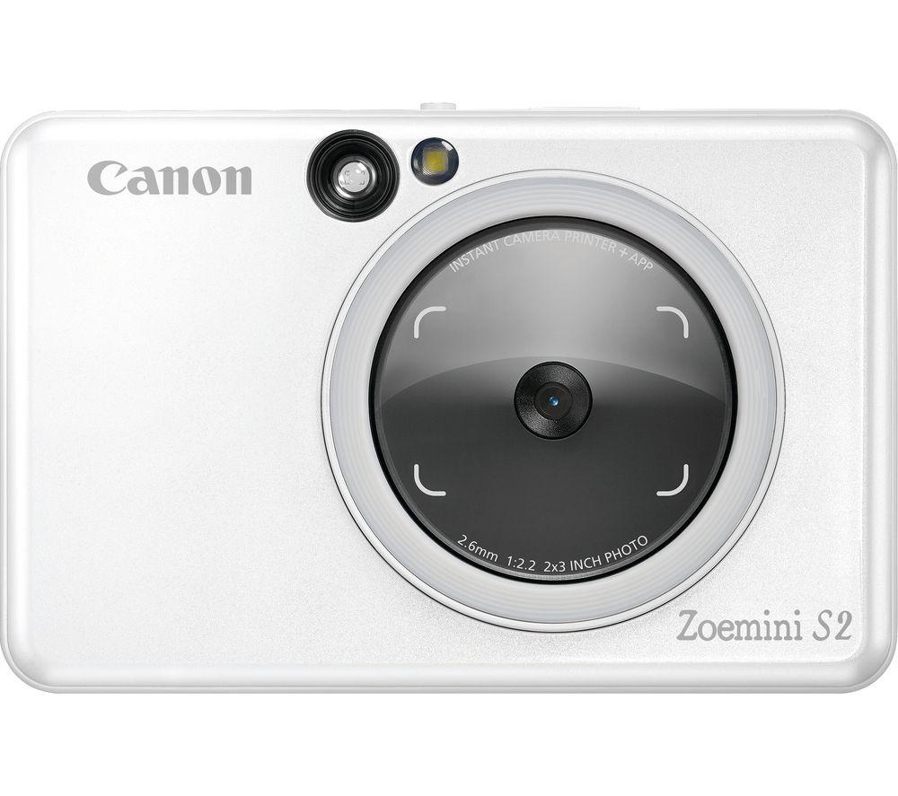 Canon Zoemini S2 (Pearl White) - Slimline Instant Camera and Pocket Photo Printer, Ideal for Snapping Selfies with a Built in Mirror and Ring-Light