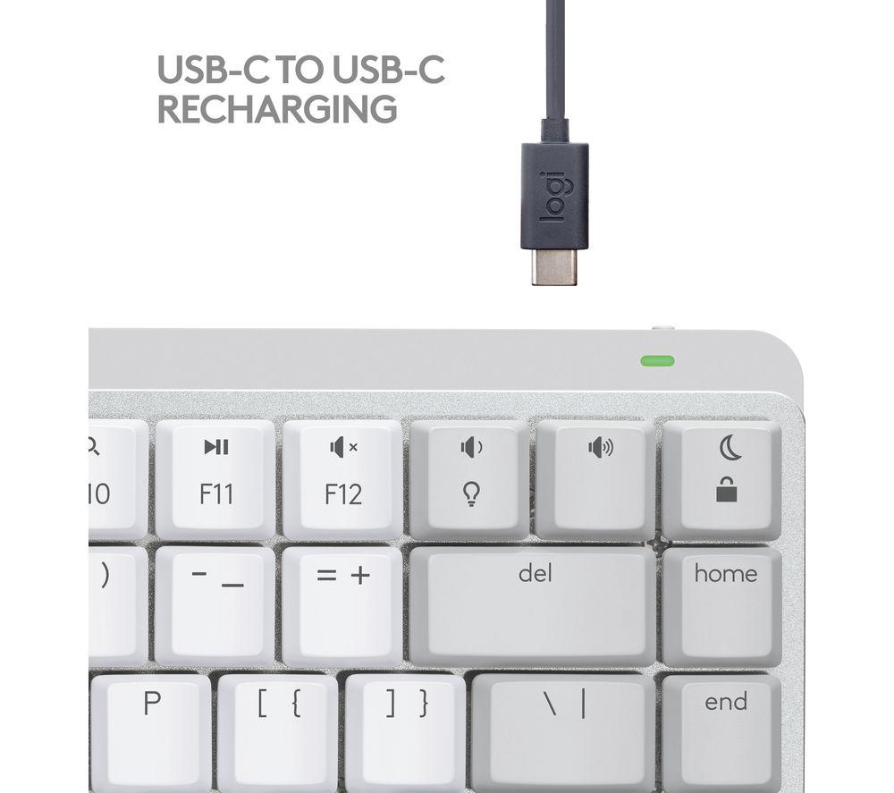 LOGITECH MX Mechanical Mini for Mac Tactile Quiet Wireless Keyboard - Pale Grey image number 9 of 12