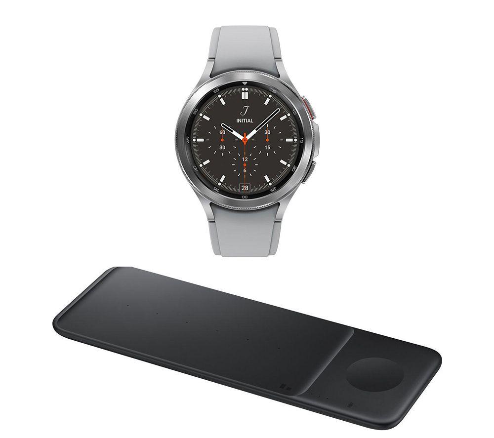 Buy SAMSUNG Galaxy Watch4 Classic 4G  Qi Wireless Trio Charging Pad Bundle  Silver, 46 mm Currys
