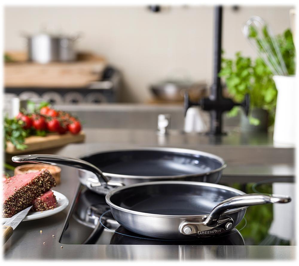 GREENPAN Barcelona Pro CC005335-001 2-piece Non-stick Frying Pan Set - Black & Silver image number 4 of 7