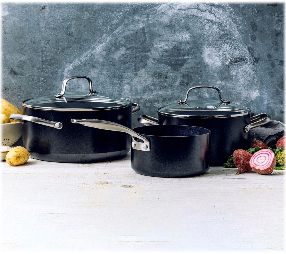 GREENPAN Copenhagen CC005215-001 3-piece Non-stick Cookware Set - Black image number 5 of 9