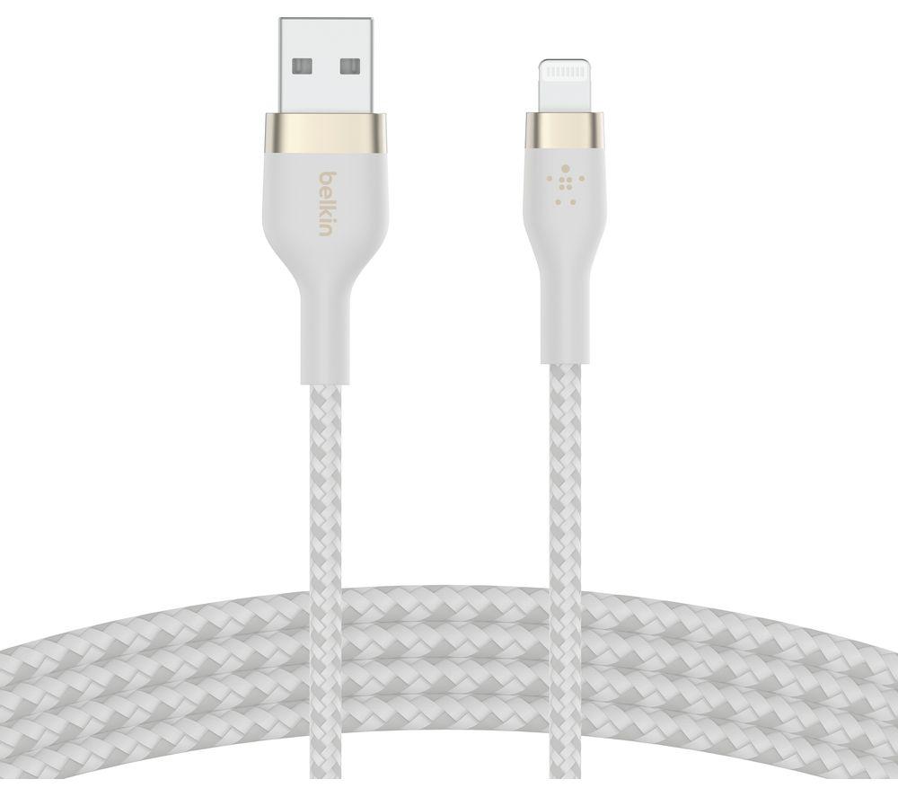 BELKIN Braided Lightning to USB-A Cable w/ magnetic cable strap - 1 m, White image number 2 of 5