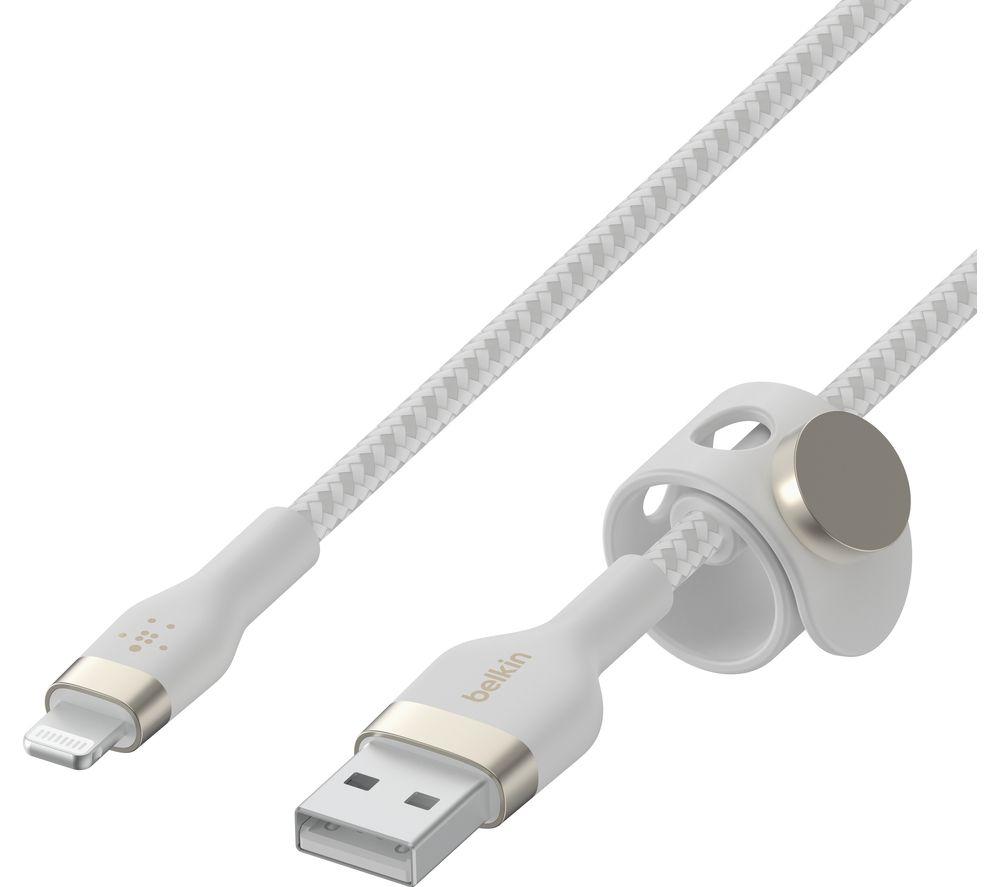 BELKIN Braided Lightning to USB-A Cable w/ magnetic cable strap - 1 m, White image number 3 of 5