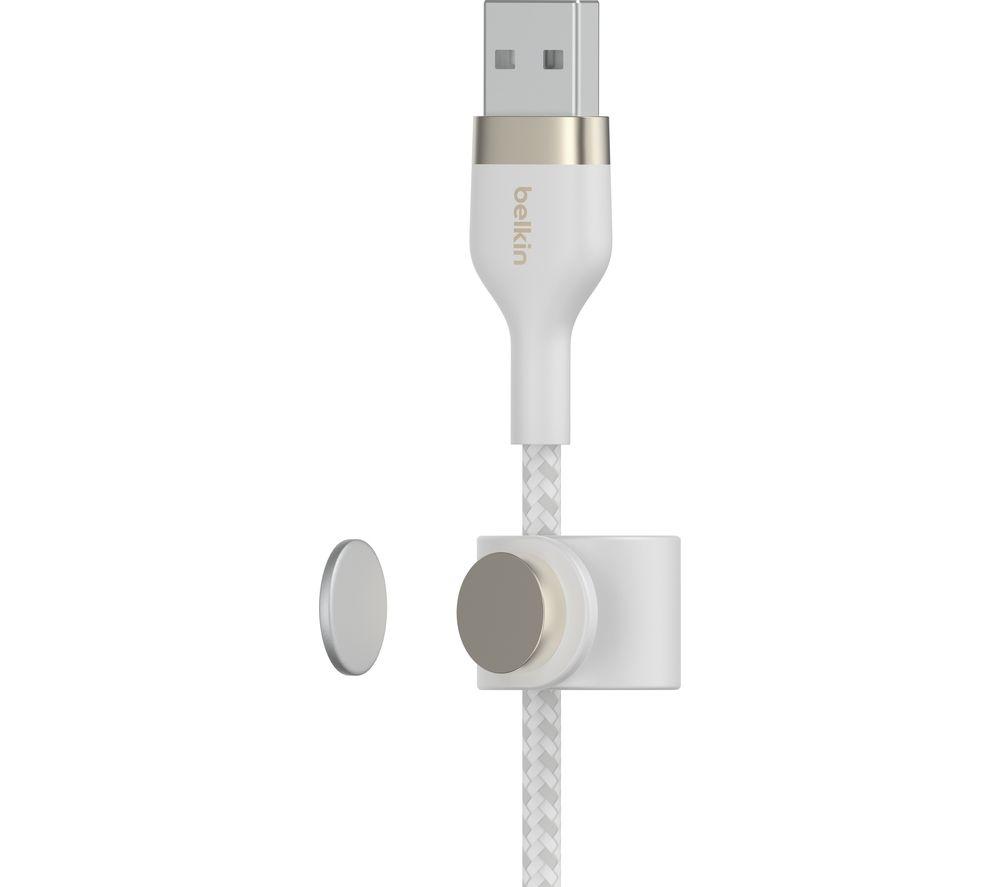 BELKIN Braided Lightning to USB-A Cable w/ magnetic cable strap - 1 m, White image number 4 of 5