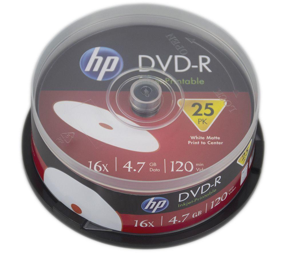 HP 16x Speed DVD-R Blank DVDs - Pack of 25