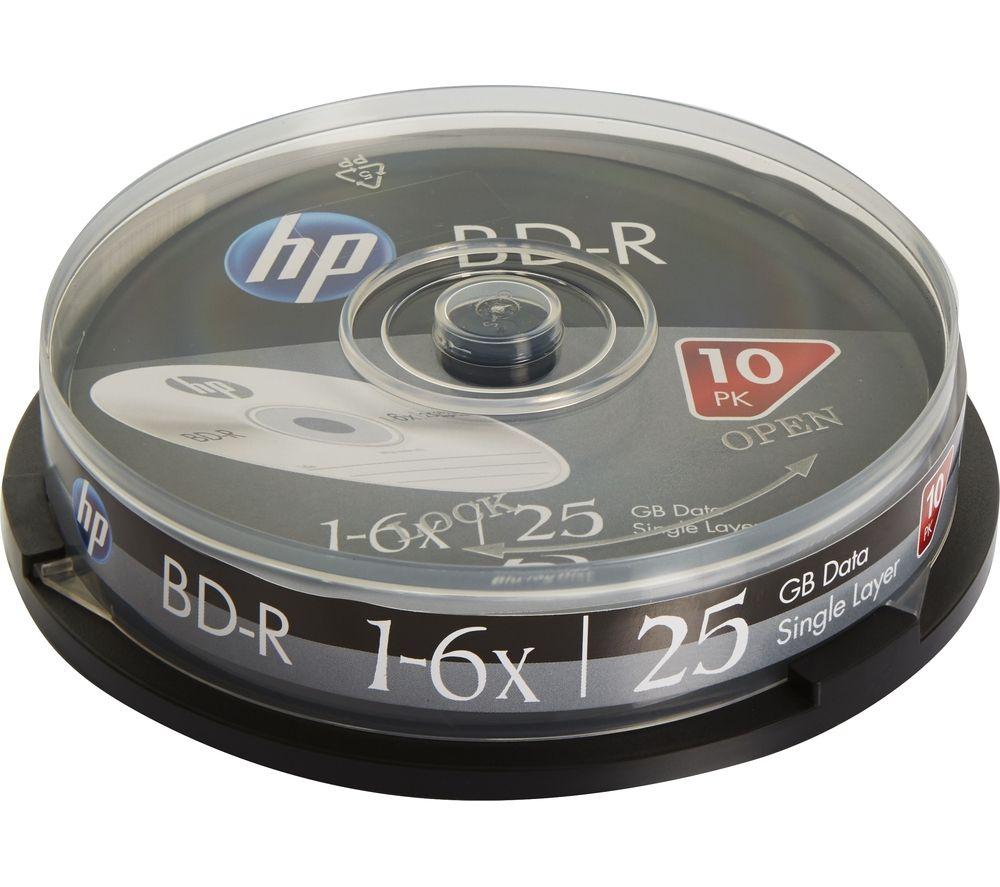HP 6x Speed BD-R Blank Blu-ray Discs - Pack of 10