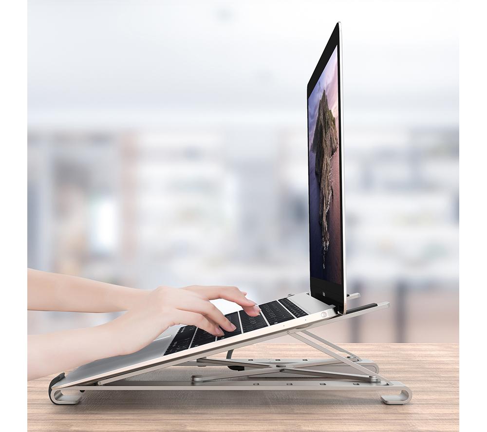 PROPERAV P-LSUSB-4 Laptop Stand with USB Hub - Silver image number 2 of 11