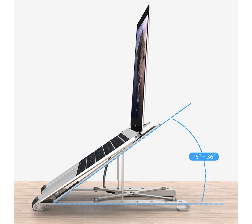 PROPERAV P-LSUSB-4 Laptop Stand with USB Hub - Silver image number 3 of 11