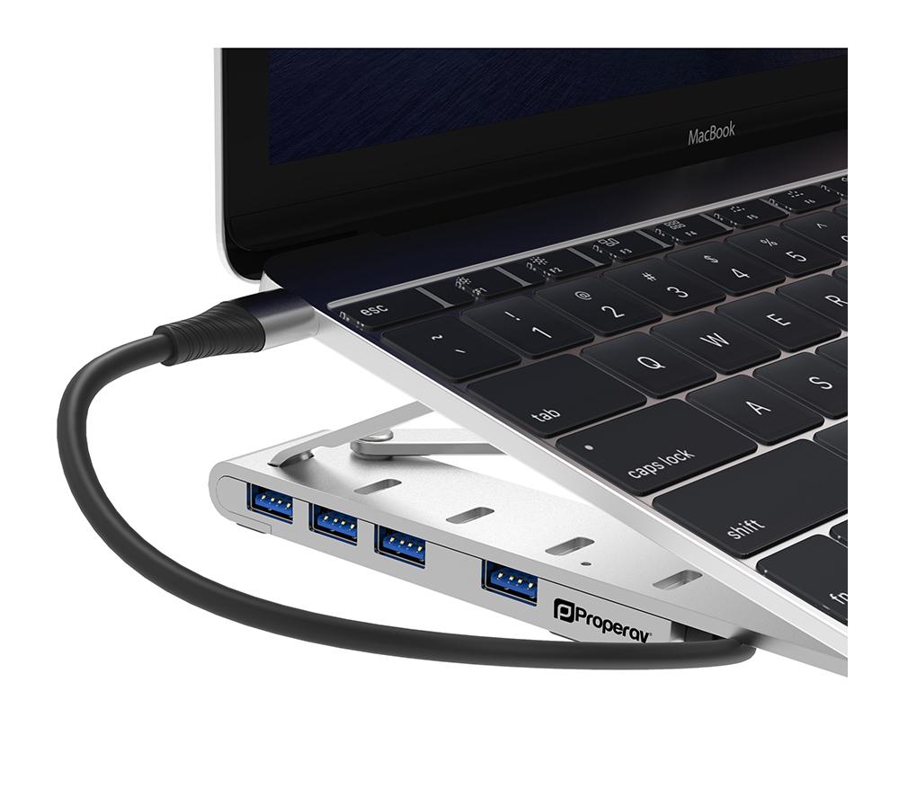 PROPERAV P-LSUSB-4 Laptop Stand with USB Hub - Silver image number 4 of 11