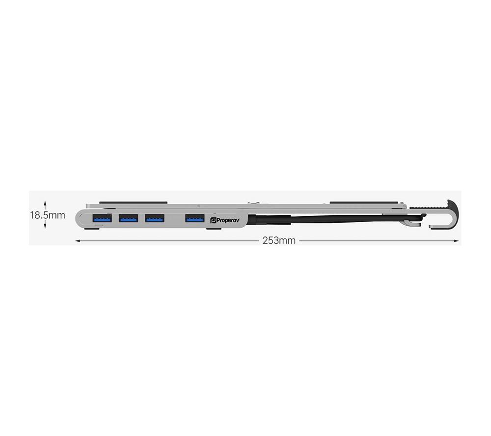 PROPERAV P-LSUSB-4 Laptop Stand with USB Hub - Silver image number 10 of 11