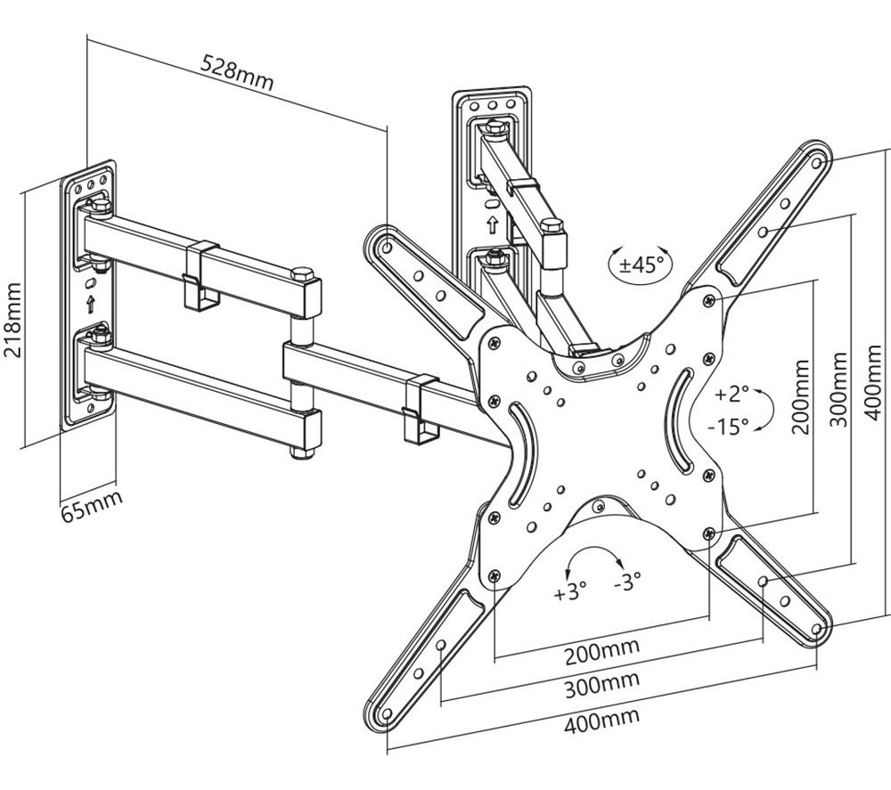 PROPERAV P-446C Corner Tilt & Swivel 23-55" TV Bracket image number 9 of 12