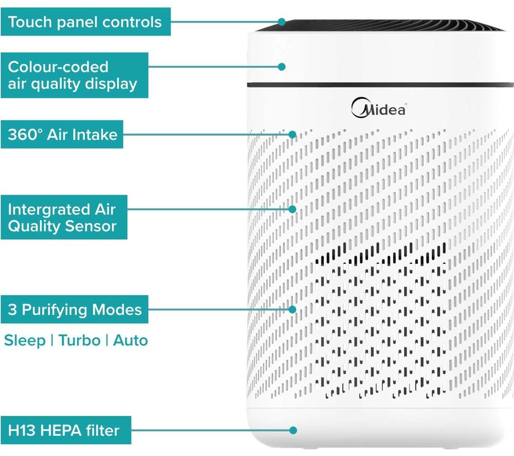 MIDEA Pure 1876 Air Purifier - White & Black image number 10 of 15