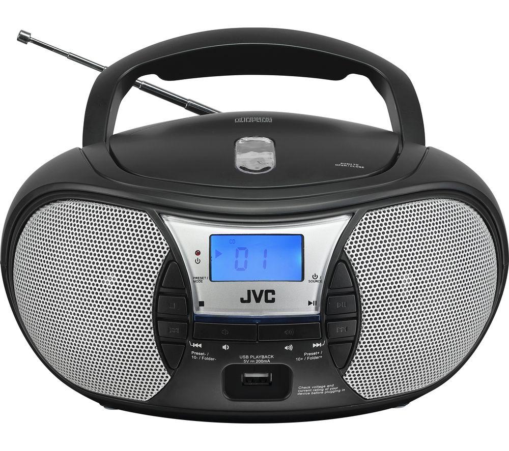 JVC RD-D222B FM Boombox - Black & Silver