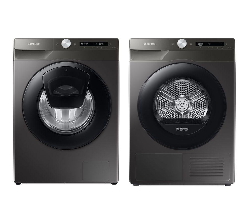 Samsung WW90T554DAN/S1 9 kg WiFi-enabled Washing Machine & DV90T5240AN/S1 9 kg WiFi-enabled Tumble Dryer Bundle, Silver/Grey