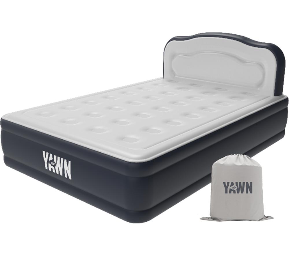 YAWN Air Bed with Fitted Sheet - Double, Blue,Silver/Grey
