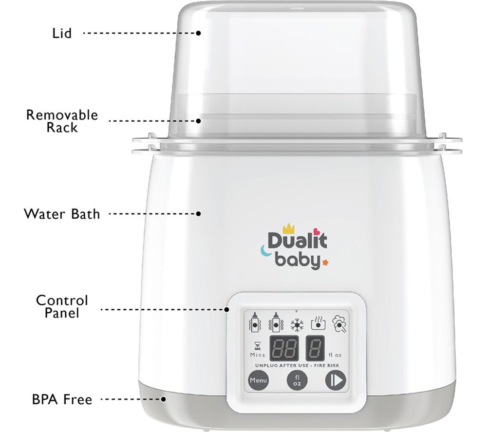 DUALIT Baby Double Bottle Warmer & Steriliser - White image number 7 of 9