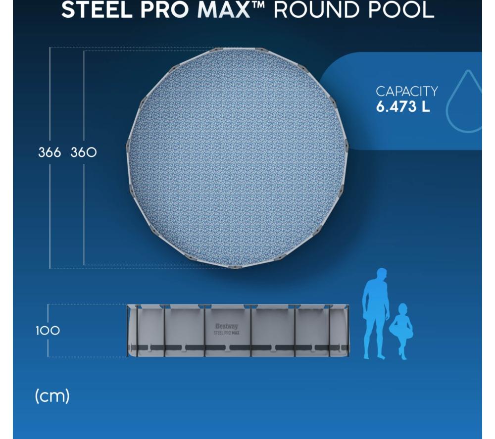 BESTWAY Steel Pro Max BW56416GB-21 Round Swimming Pool - Grey image number 8 of 12