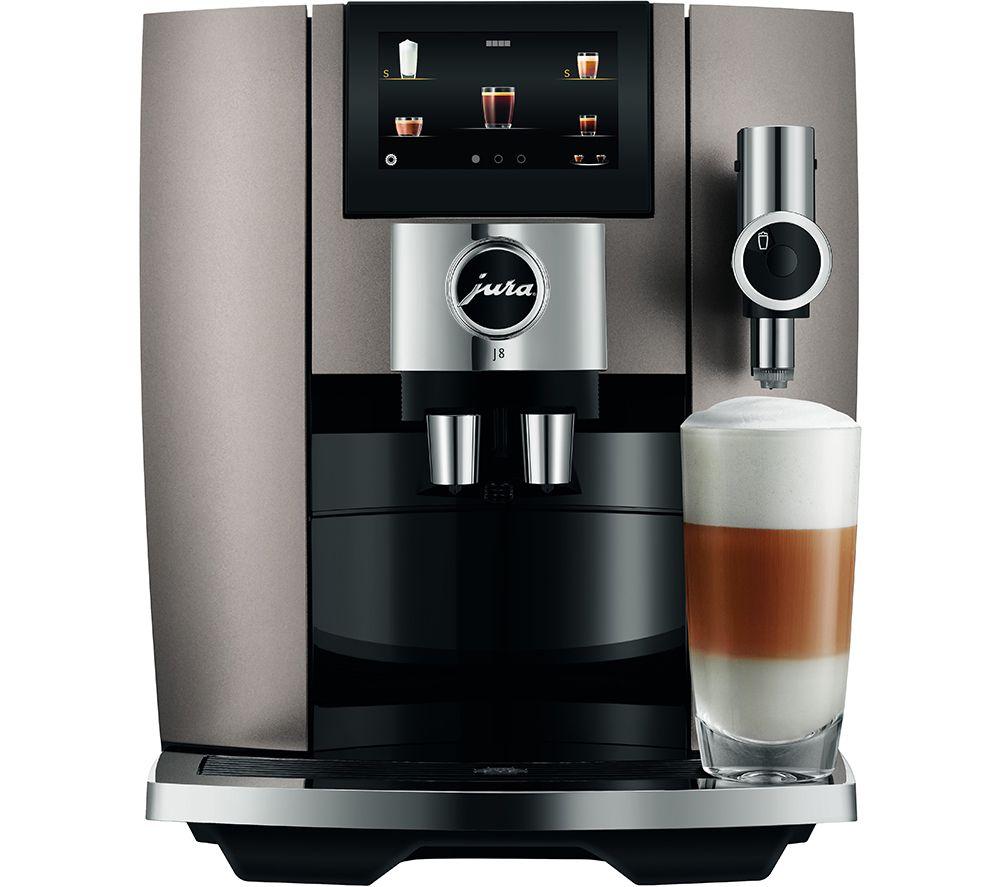 JURA J8 Smart Bean to Cup Coffee Machine - Midnight Silver, Black,Silver/Grey