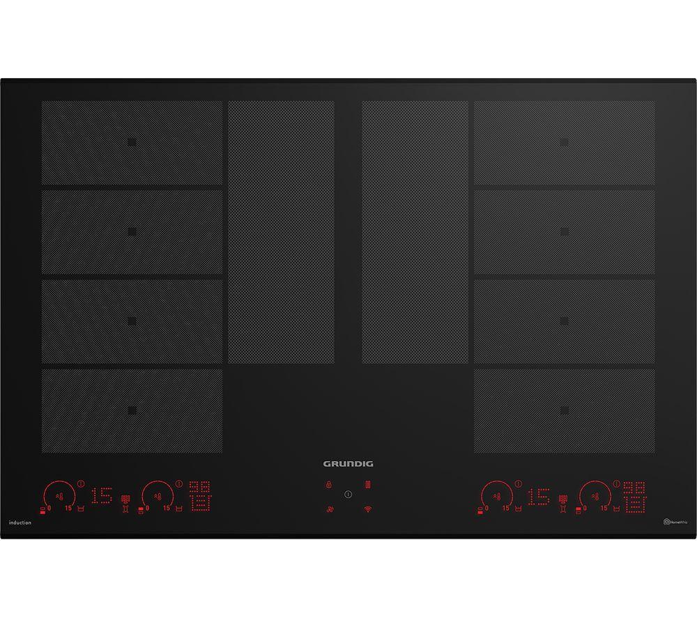 GRUNDIG Flexi GIEI848981IH 80 cm Electric Induction Smart Hob – Black, Black