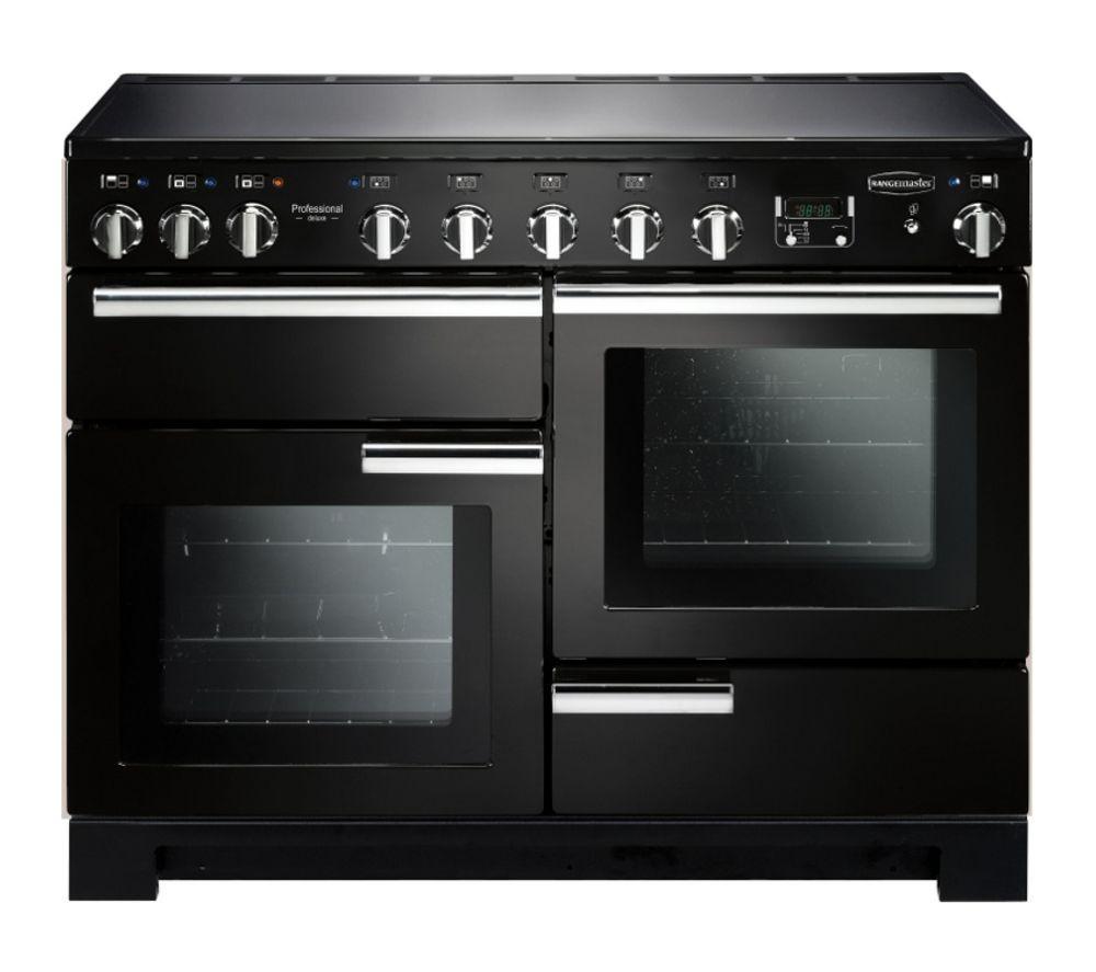 RANGEMASTER Professional Deluxe 110 cm Electric Induction Range Cooker - Black & Chrome, Silver/Grey