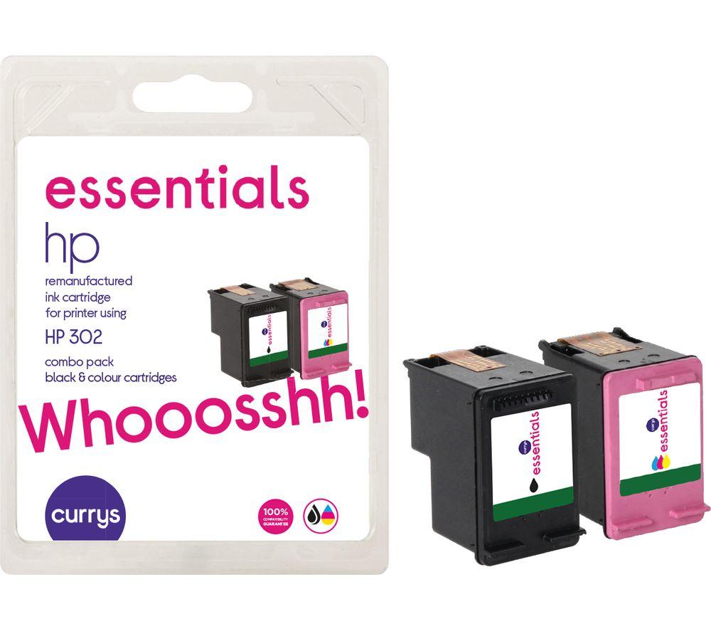 Buy ESSENTIALS HP 302 Black & Tri-colour Ink Cartridges - Twin Pack