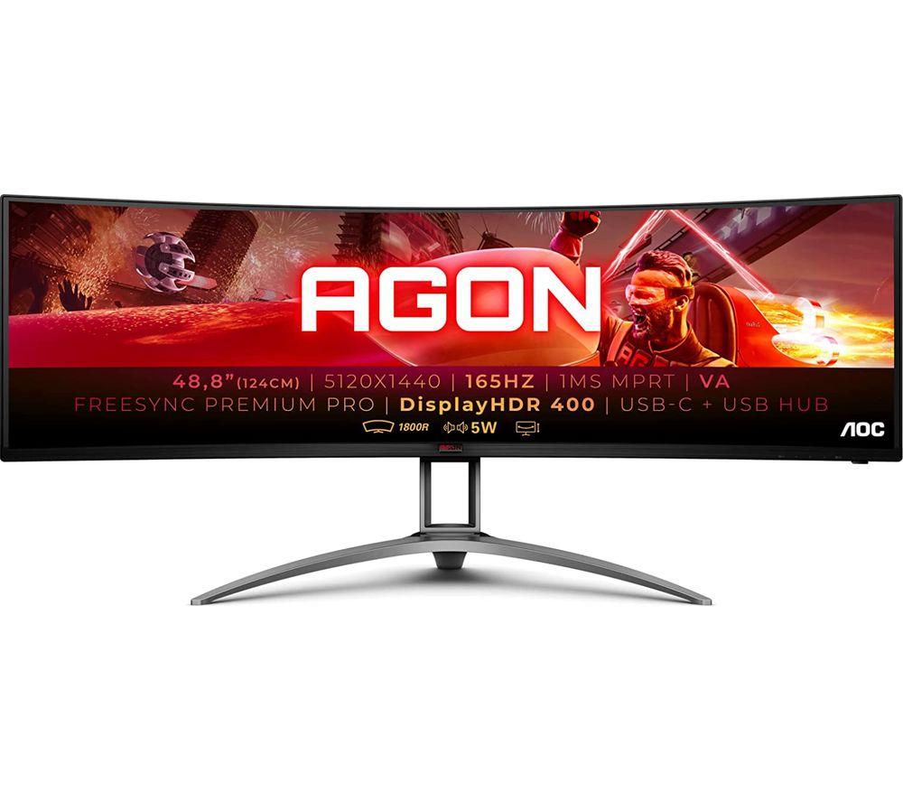AOC AG493UCX2 Ultra-Wide Quad HD 49 Curved VA LCD Gaming Monitor - Black, Black