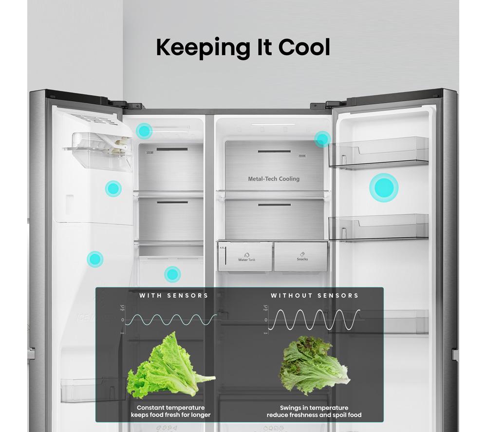 HISENSE PureFlat Infinite RS818N4TIE American-Style Smart Fridge Freezer - Grey Stainless Steel image number 7 of 18
