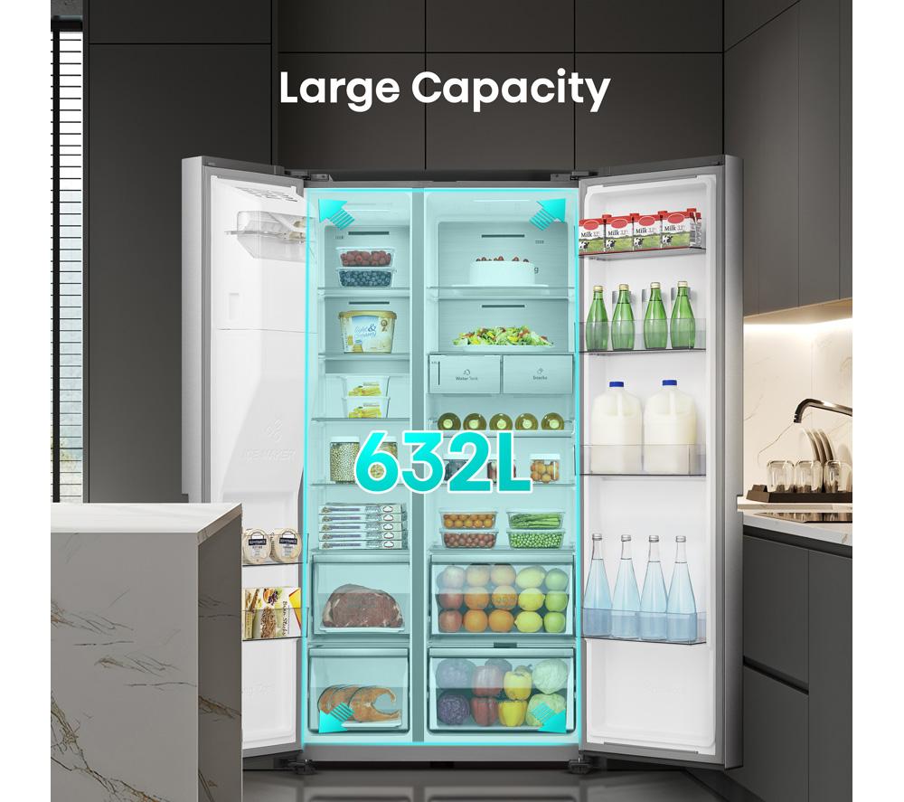 HISENSE PureFlat Infinite RS818N4TIE American-Style Smart Fridge Freezer - Grey Stainless Steel image number 8 of 18