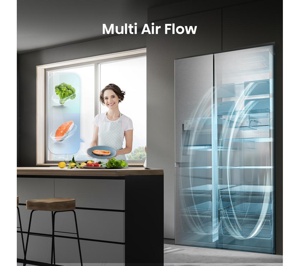 HISENSE PureFlat Infinite RS818N4TIE American-Style Smart Fridge Freezer - Grey Stainless Steel image number 10 of 18