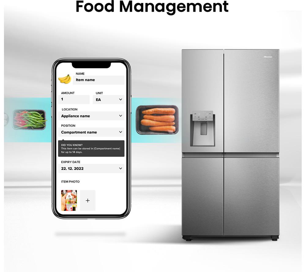 HISENSE PureFlat Infinite RS818N4TIE American-Style Smart Fridge Freezer - Grey Stainless Steel image number 12 of 18