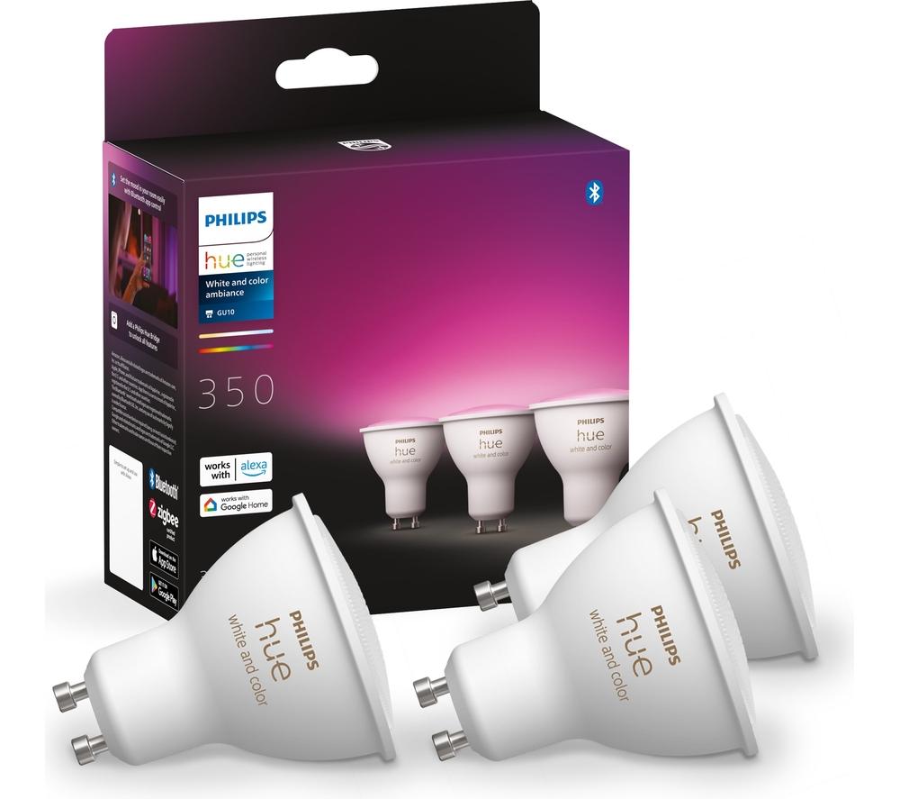 PHILIPS HUE White & Colour Ambiance Smart LED Spotlight - GU10, Triple Pack