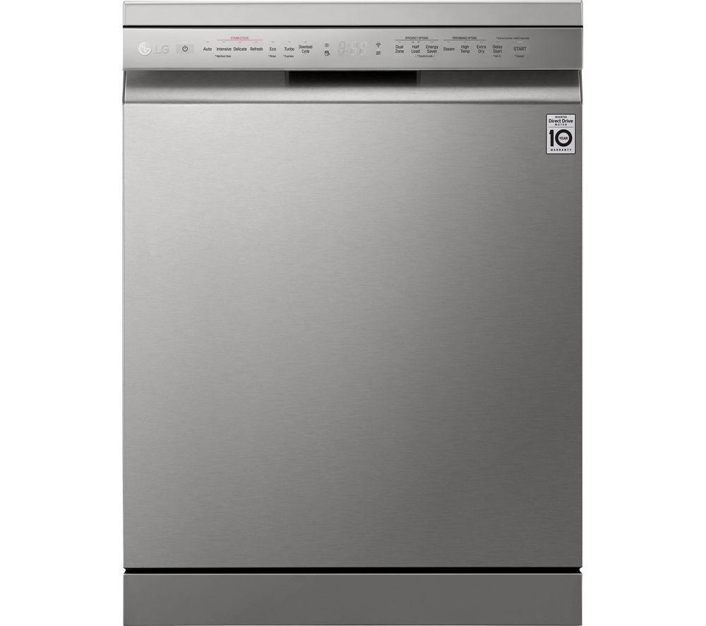 LG TrueSteam DF325FPS Full-size Smart Dishwasher - Shiny Steel, Silver/Grey
