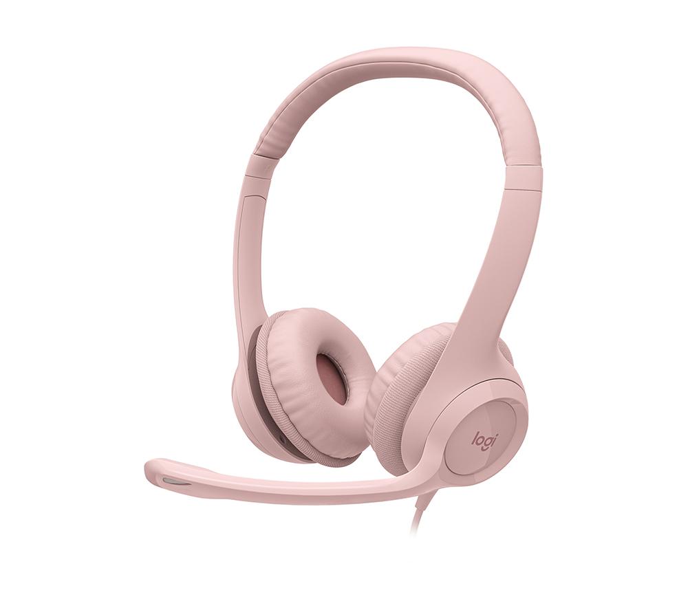 Logitech H390 Wired Headset for PC/Laptop, Stereo Headphones with Noise Cancelling Microphone, USB-A, In-Line Controls, Works with Chromebook - Rose