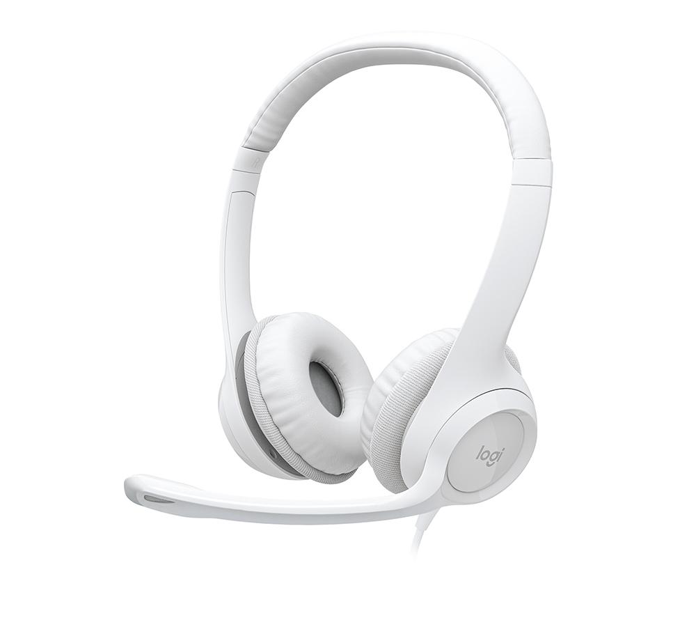 Logitech H390 Wired Headset for PC/Laptop, Stereo Headphones with Noise Cancelling Microphone, USB-A, In-Line Controls, Works with Chromebook - Off White