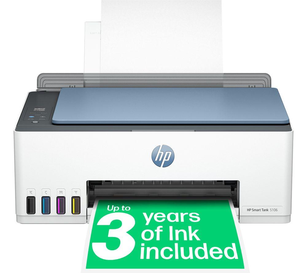 HP Smart Tank 5106 All-in-One Wireless Inkjet Printer, White,Blue