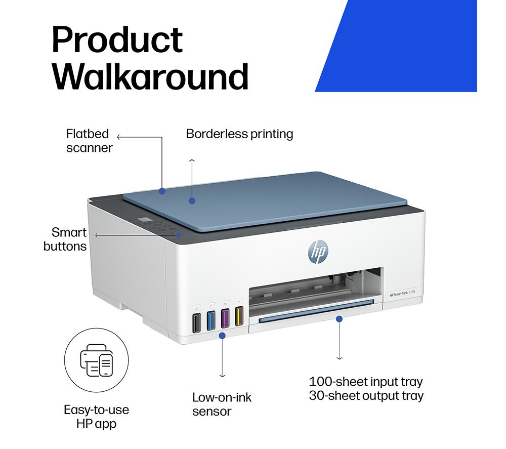 HP Smart Tank 5106 All-in-One Wireless Inkjet Printer image number 6 of 24