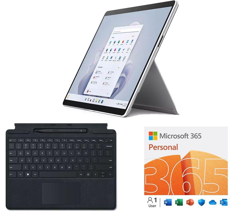 Microsoft 13 Surface Pro 9, 1 Year + 3 Months 365 Personal (5 devices), Type Cover & Slim Pen 2 Bun