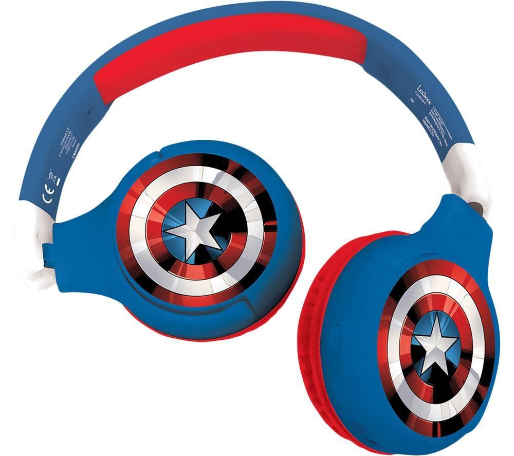 LEXIBOOK HPBT010AV Wireless Bluetooth Kids Headphones - The Avengers, Blue,Red,White