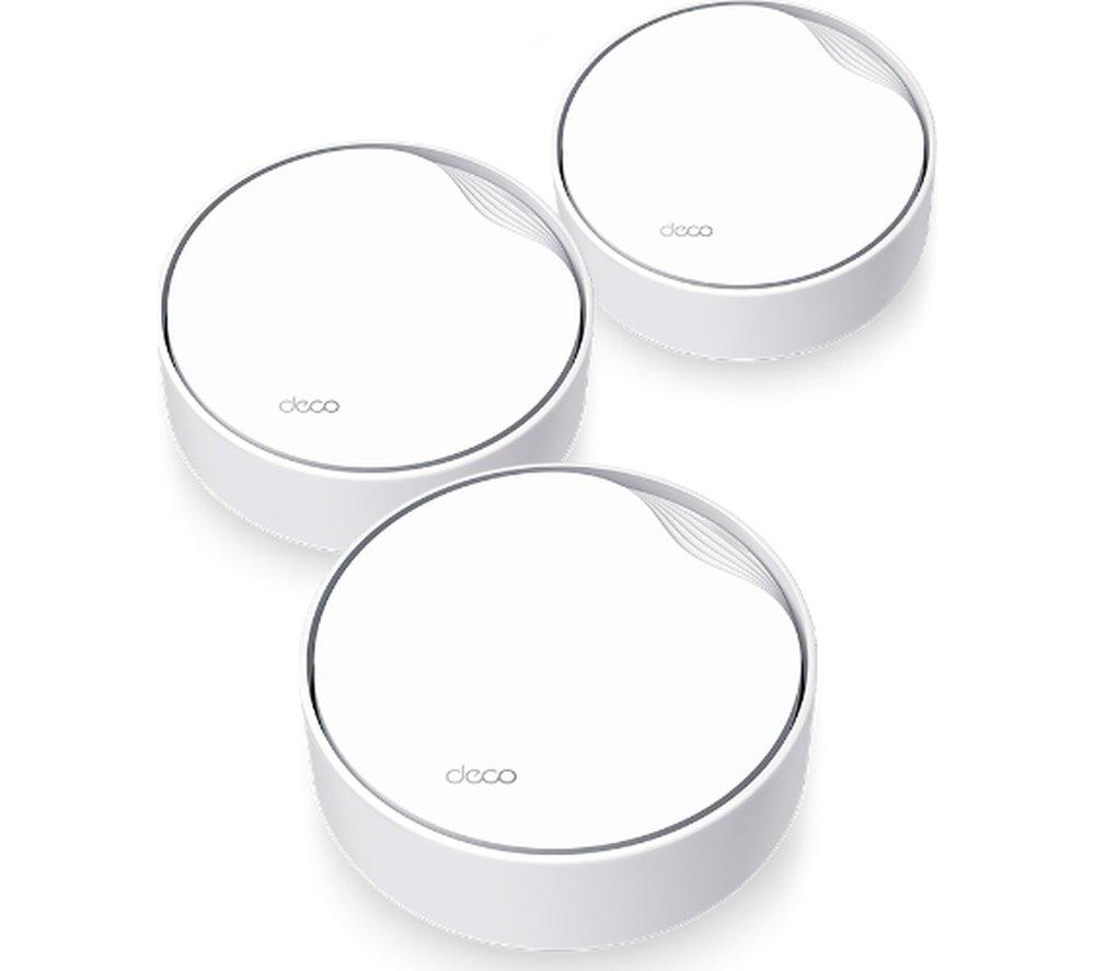 TP-Link Deco X50-PoE AX3000 Whole Home Mesh Wi-Fi 6 System with PoE, Dual-Band, AI-Driven Mesh, cover up to 6,500 ft2, Connect up to 150 devices, 1.0 GHz Dual-Core CPU, HomeShield, Pack of 3
