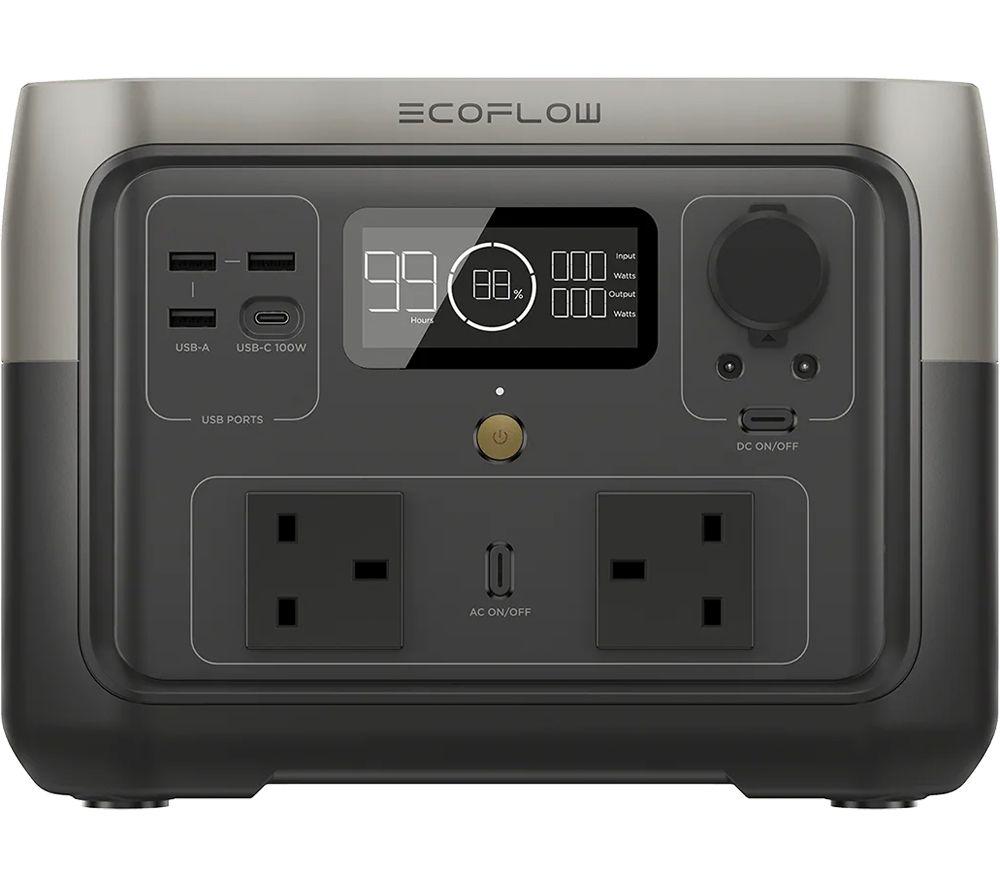 Ecoflow River 2 Max 512 Wh Portable Power Station, Silver/Grey,Black