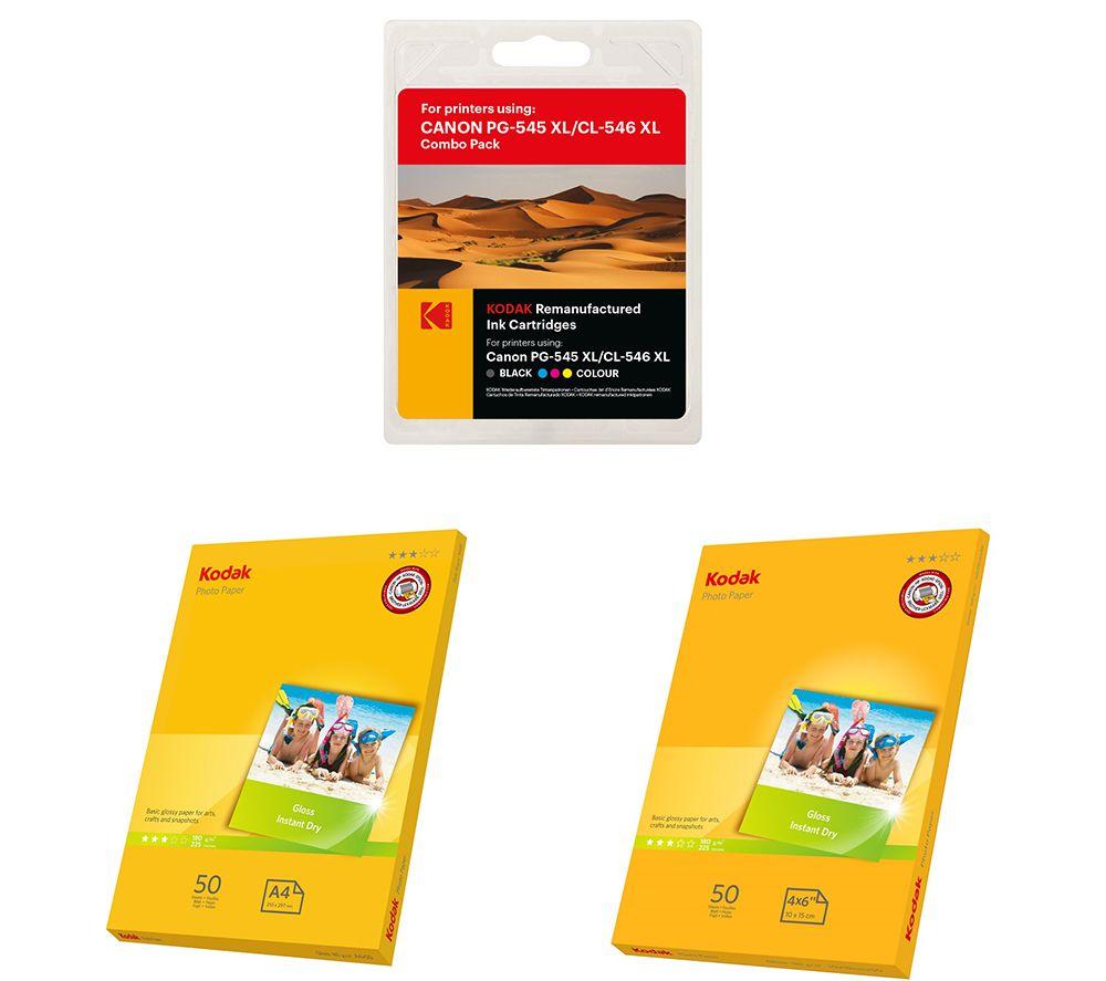 KODAK Remanufactured Canon PG-545 XL / CL-546 XL Black & Tri-colour Ink Cartridges Multipack & Photo Paper Bundle review