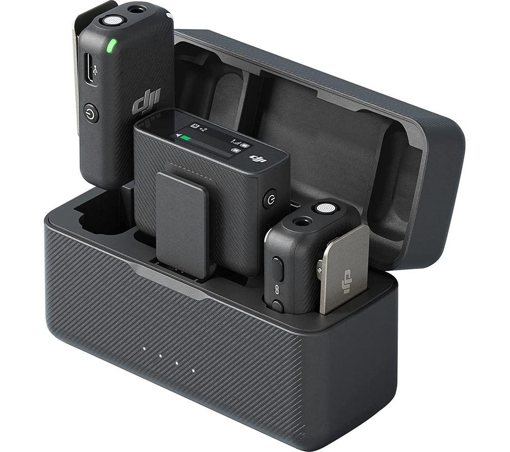DJI Mic (2 TX  1 RX  Charging Case) Wireless Dual Microphone Kit - Black, Black