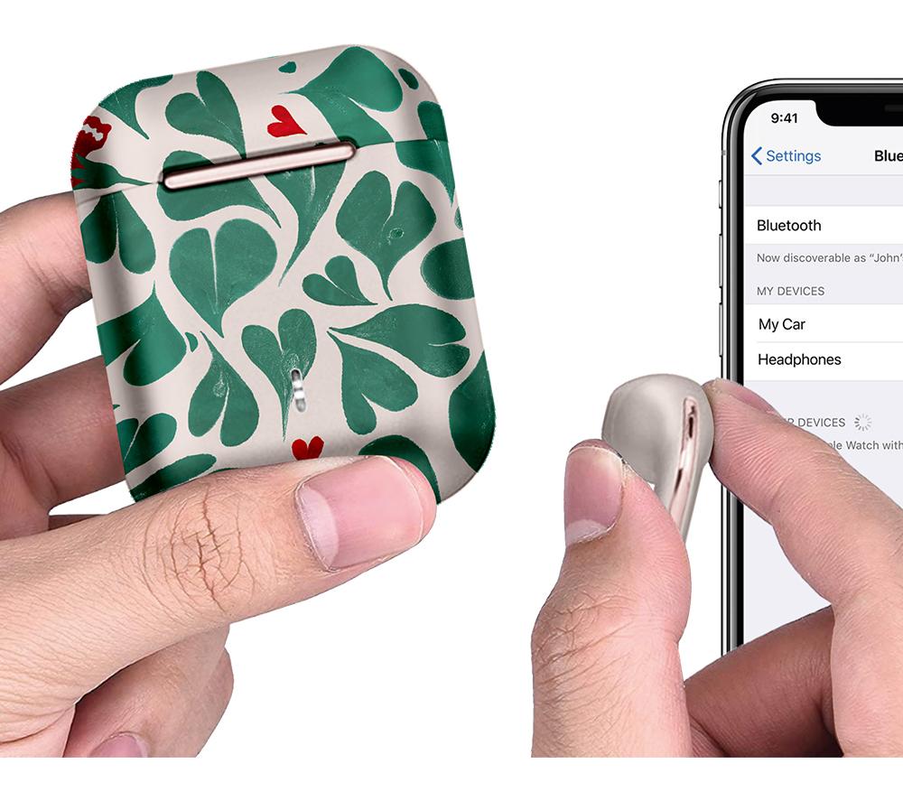 VQ Wren Wireless Bluetooth Earbuds - Cath Kidston Marble Hearts Green image number 4 of 10