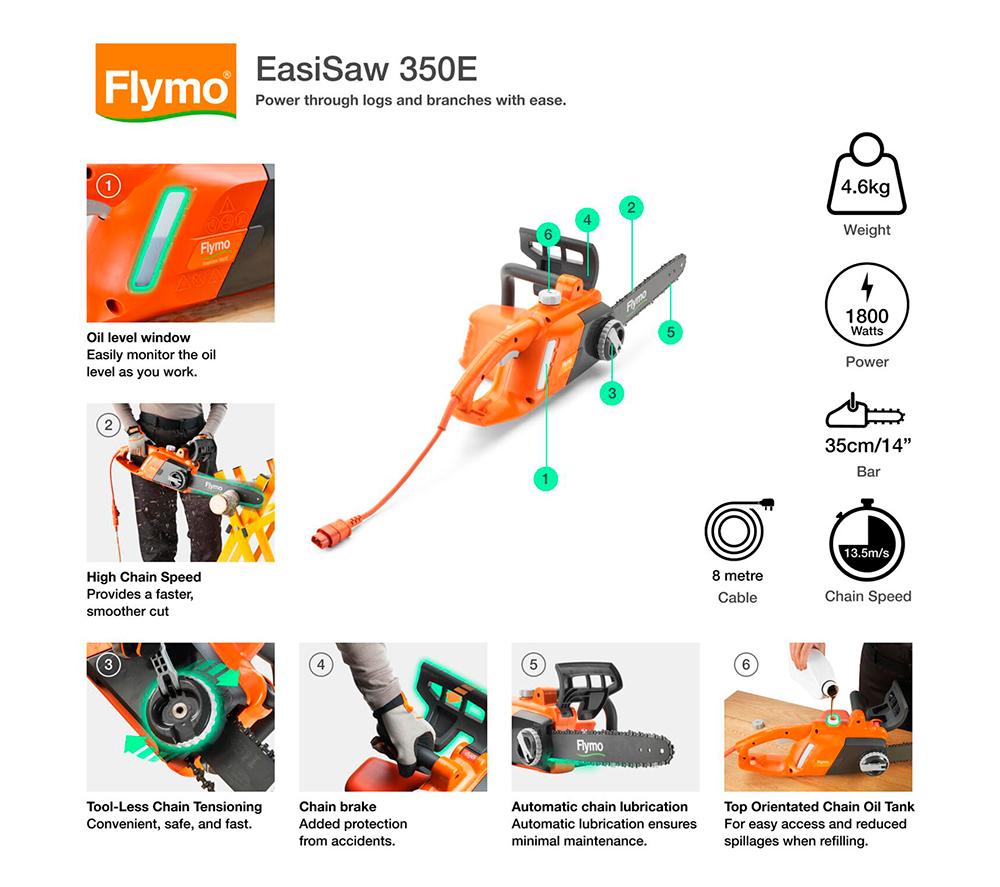 FLYMO EasiSaw 350E Corded Chainsaw image number 2 of 10