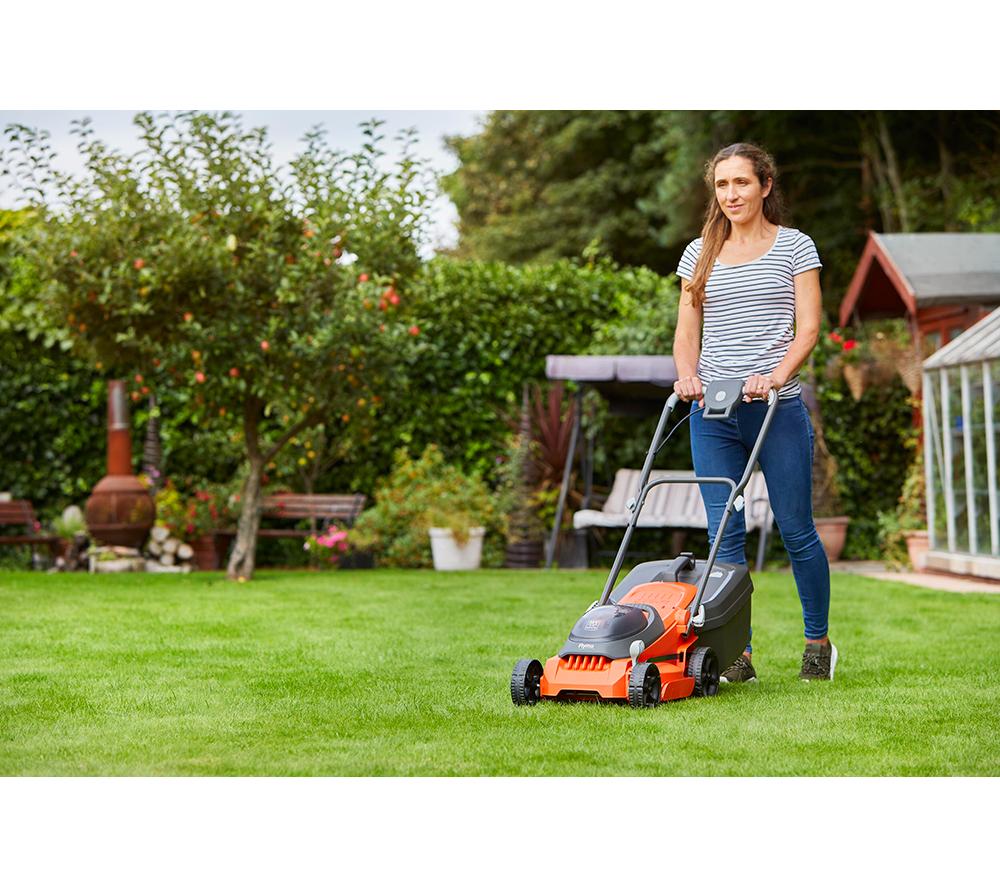 FLYMO EasiStore 340R Cordless Rotary Lawn Mower - Black & Orange image number 8 of 10