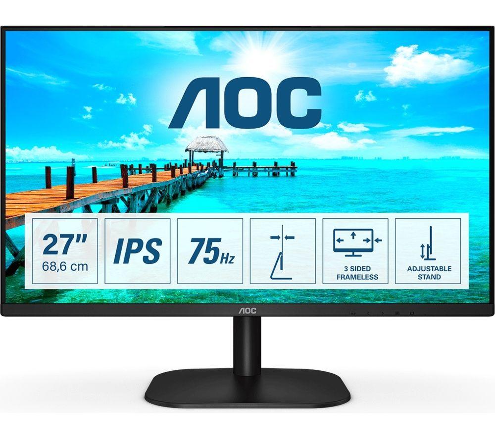 AOC 22B2H - 22 Inch FHD Monitor, 75Hz, VA, 7ms tilt, frameless design, Vesa (1920 x 1080 @75Hz , HDMI/VGA)