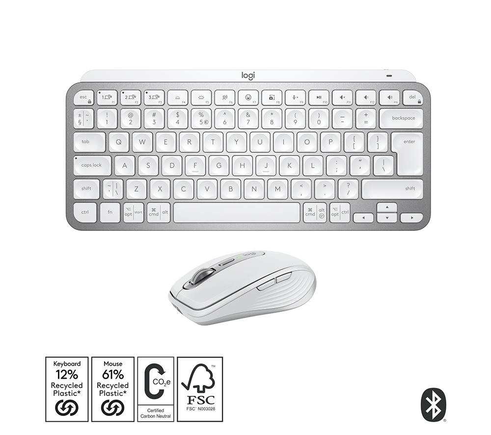LOGITECH MX Keys Mini Wireless Keyboard & MX Anywhere 3 Wireless Darkfield Mouse - Pale Grey image number 10 of 10