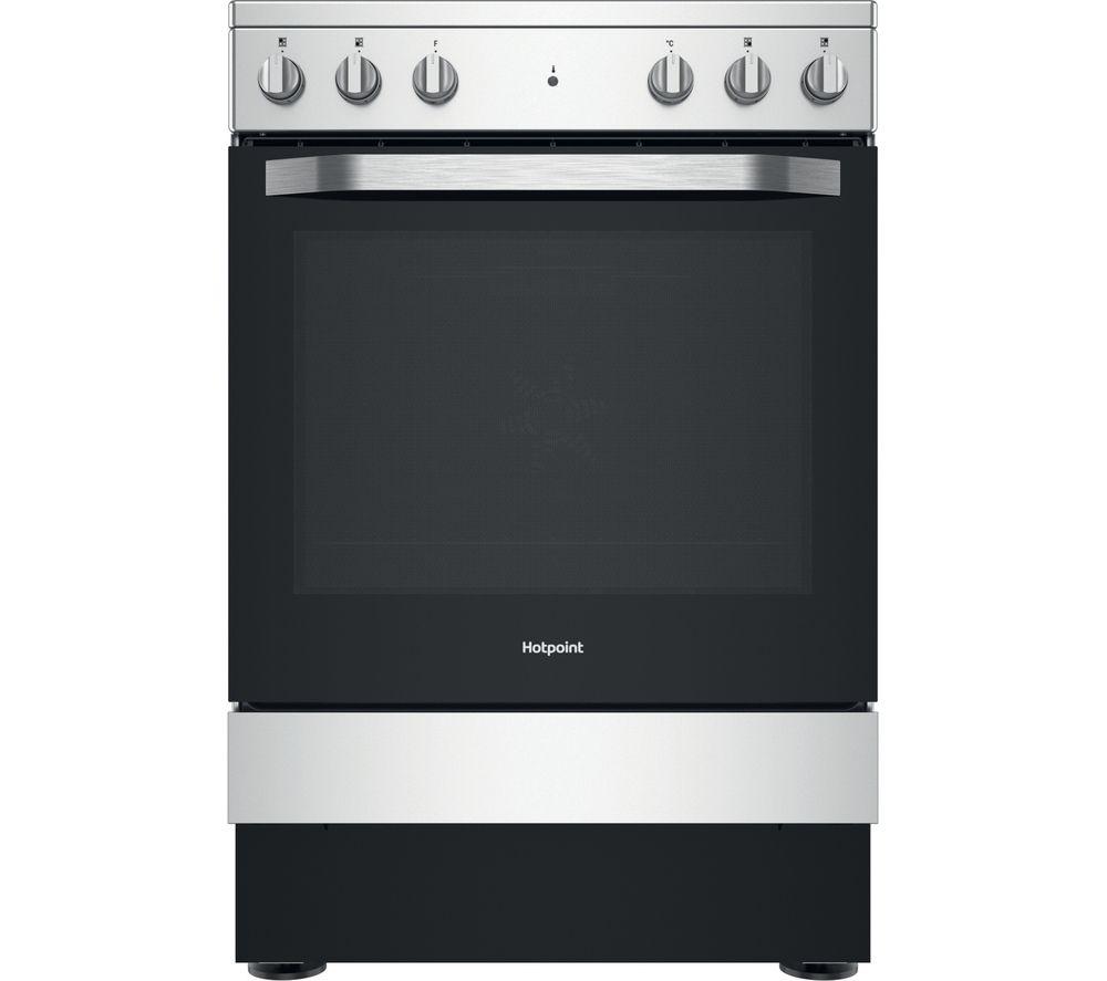 HOTPOINT HS67V5KHX/UK 60 cm Electric Ceramic Cooker - Inox & Silver, Black,Silver/Grey