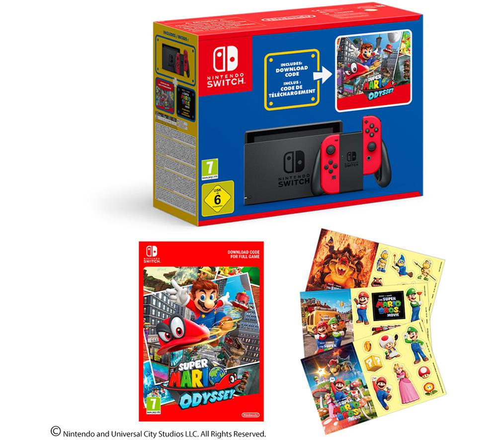 Buy NINTENDO Switch Red & Super Mario Odyssey Bundle Currys